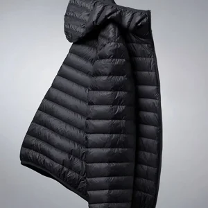 Winter Men's Lightweight Casual Cotton Jacket Suitable for Outdoor Sports, Windproof and Warm, Men's Hooded Solid Color Simple Cotton Coat